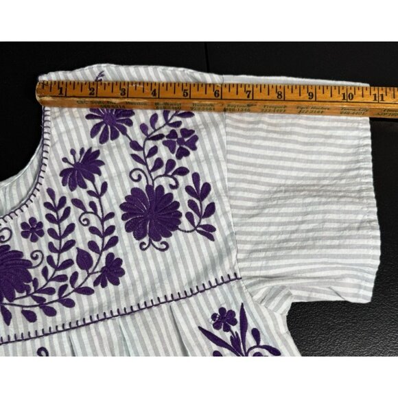 Layerz‎ Clothing short sleeve striped boho top Womens Small Gray White Purple - Picture 4 of 8